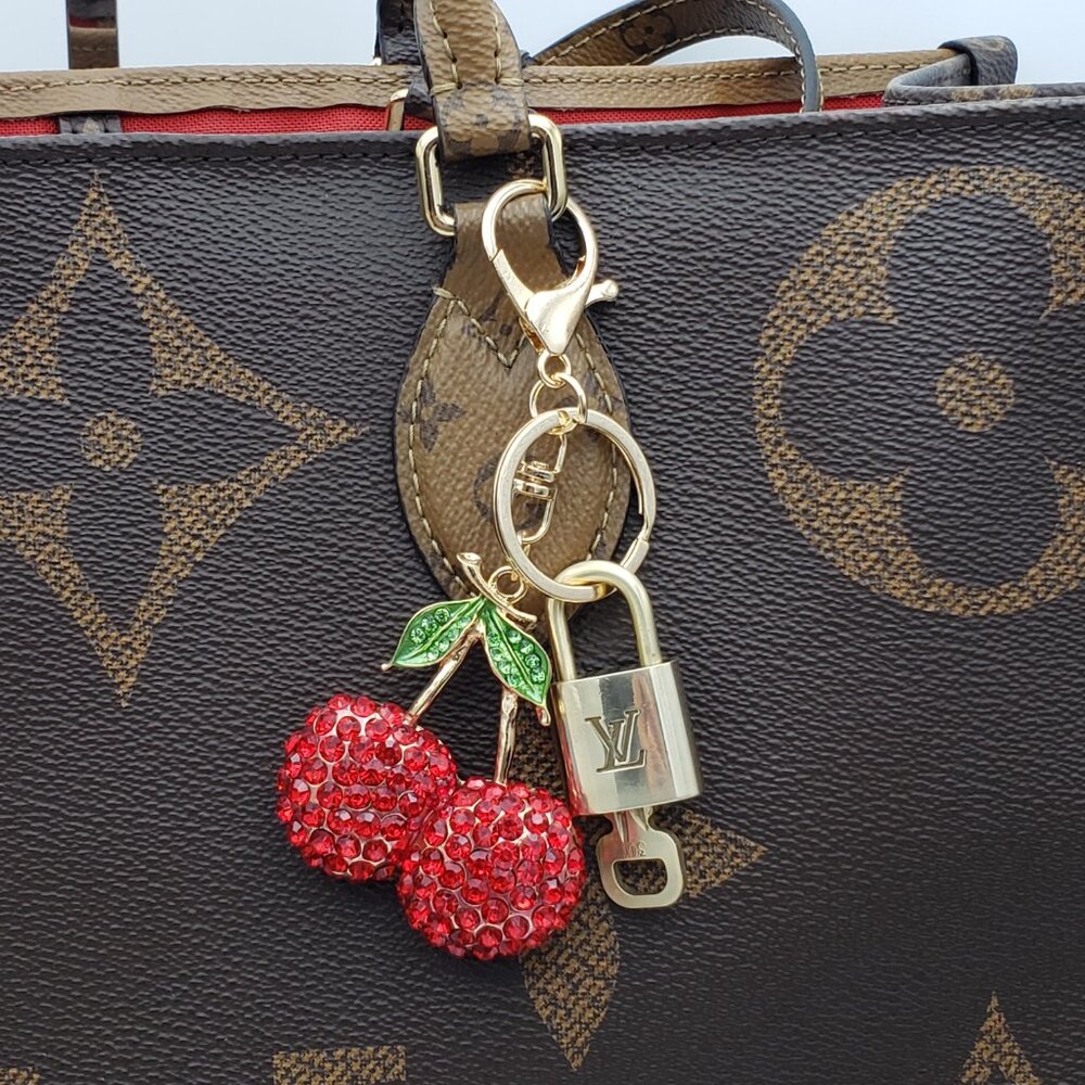 Authentic Louis Vuitton Lock & Key with Unbranded Fruit Charm, Keychain - Picture 2 of 10